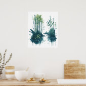 水彩竹絵画の ポスター (キッチン)