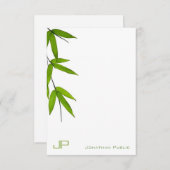 水彩竹葉モノグラシンプルム ノートカード (正面/裏面)