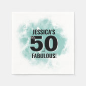 水彩第50誕生日 スタンダードカクテルナプキン (正面)
