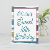 水彩筆のストロークがキュートな16歳の誕生日 招待状 (スタンド正面)
