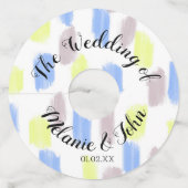 水彩筆のストローク ウェディング - カップルの名前 ワイングラスタグ (正面)