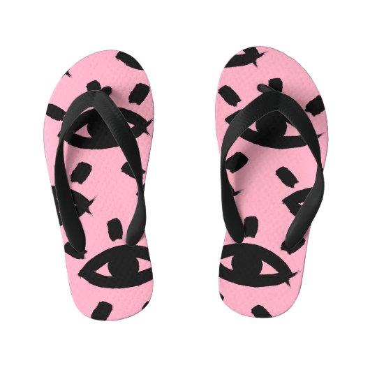 水彩筆の目、スケッチパターン。 キッズビーチサンダル (フットベッド)