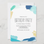 水彩筆タッチの誕生日パーティー 招待状 (正面)