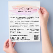 水彩筆致のメイクアップアーティスト広告 チラシ (手)