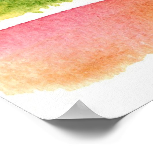 '水彩筆跡のあるおもしろい'抽象芸術 ポスター (角)