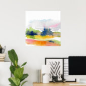 '水彩筆跡のあるおもしろい'抽象芸術 ポスター (ホームオフィス)