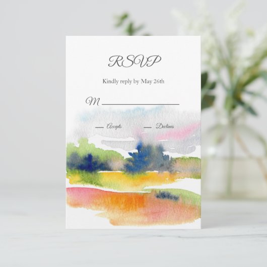 '水彩筆跡のあるおもしろい'抽象芸術 出欠カード (スタンド正面)