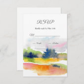 '水彩筆跡のあるおもしろい'抽象芸術 出欠カード (正面/裏面)