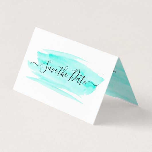 水彩筆跡の写真日付カードを保存 名刺 (正面)