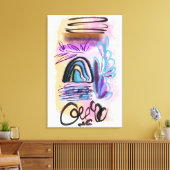 水彩筆跡インクフローラ抽象芸術 キャンバスプリント (インサイチュ (リビング))