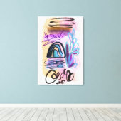 水彩筆跡インクフローラ抽象芸術 キャンバスプリント (インサイチュ (ウッドフロア))