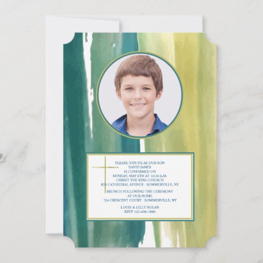 水彩筆跡写真招待状 招待状 (正面)