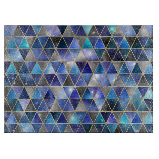 水彩等角投影(金ゴールドと大理石銀河系) カッティングボード (正面)