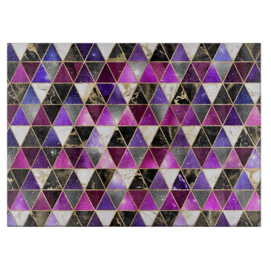 水彩等角投影(金ゴールドと大理石銀河系) カッティングボード (正面)