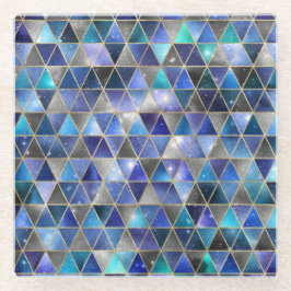 水彩等角投影(金ゴールドと大理石銀河系) ガラスコースター