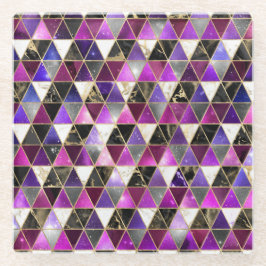 水彩等角投影(金ゴールドと大理石銀河系) ガラスコースター