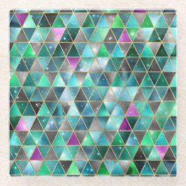 水彩等角投影(金ゴールドと大理石銀河系) ガラスコースター