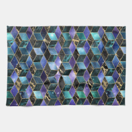 水彩等角投影(金ゴールドと大理石銀河系) キッチンタオル