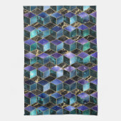 水彩等角投影(金ゴールドと大理石銀河系) キッチンタオル (縦)