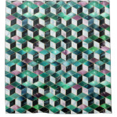 水彩等角投影(金ゴールドと大理石銀河系) シャワーカーテン (正面)