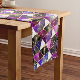 水彩等角投影(金ゴールドと大理石銀河系) ショートテーブルランナー