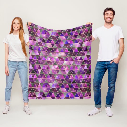 水彩等角投影(金ゴールドと大理石銀河系) フリースブランケット (インサイチュ)