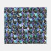 水彩等角投影(金ゴールドと大理石銀河系) フリースブランケット (正面(横))