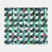 水彩等角投影(金ゴールドと大理石銀河系) フリースブランケット (正面(横))