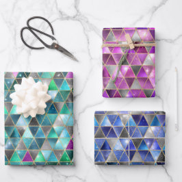 水彩等角投影(金ゴールドと大理石銀河系) ラッピングペーパーシート