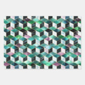 水彩等角投影(金ゴールドと大理石銀河系) ラッピングペーパーシート (正面3)