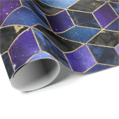 水彩等角投影(金ゴールドと大理石銀河系) ラッピングペーパー (ロールコーナー)