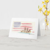 水彩米国国旗とトレードタワーズカード カード (黄色い花)
