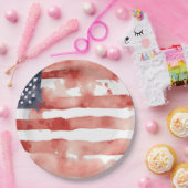 水彩米国国旗のデザイン ペーパープレート (パーティー)