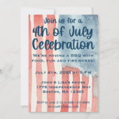 水彩米国国旗7月4日パーティー 招待状 (正面)