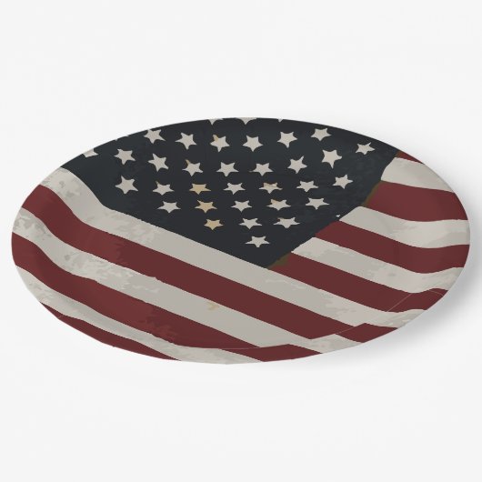 水彩米国国旗7月4日 ペーパープレート (アングル)