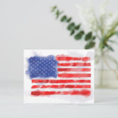 水彩米国旗(退役軍人と愛国者) ポストカード (スタンド正面)