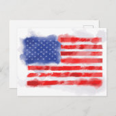 水彩米国旗(退役軍人と愛国者) ポストカード (正面/裏面)