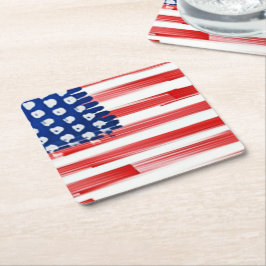 水彩米絵を描国旗 スクエアペーパーコースター