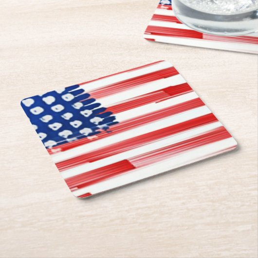 水彩米絵を描国旗 スクエアペーパーコースター (アングル)