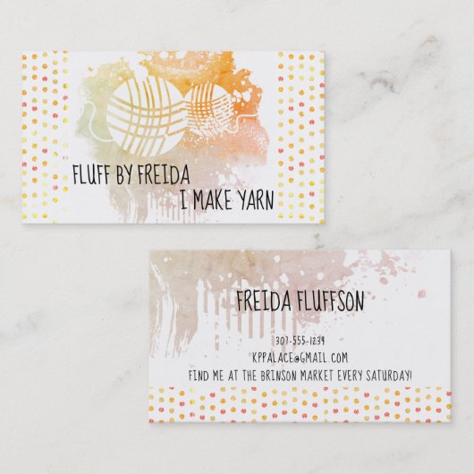 水彩糸編み物製の名刺 名刺 (正面/裏面)