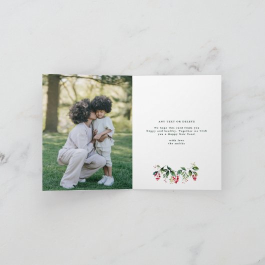 水彩系クリスマスバードと植物学 | フォト シーズンカード (内部)