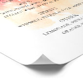 水彩紅桃の結婚アルコール飲料バー ポスター (角)