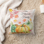 水彩紅葉とカボチャ名モノグラム クッション (ブランケット)