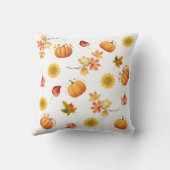 水彩紅葉とカボチャ クッション (裏面)