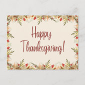 水彩紅葉とベリー感謝祭 ポストカード (正面)