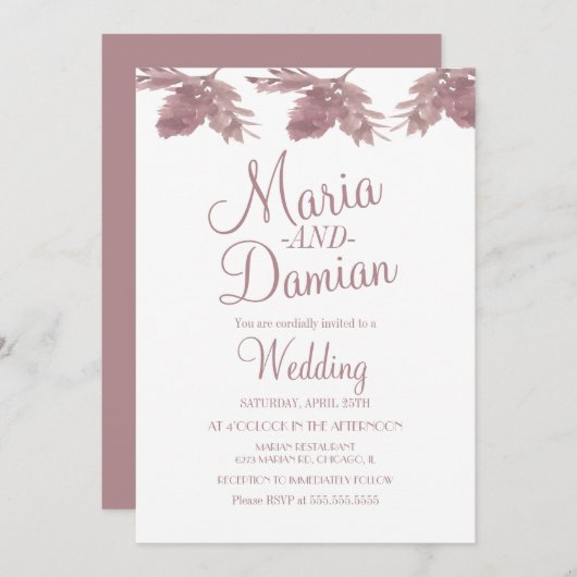 水彩紅葉イラストレーション赤面結婚の 招待状 (正面/裏面)