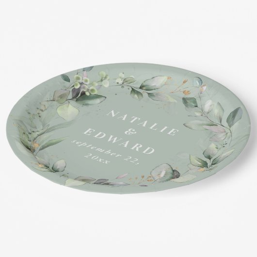 水彩紅葉ウェディングパーティーデコール紙プレート ペーパープレート (アングル)