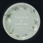 水彩紅葉ウェディングパーティーデコール紙プレート ペーパープレート<br><div class="desc">水彩の葉のウェディングパーティーの装飾。色は変更できる。エレガントなウェディングコレクションの一部。</div>