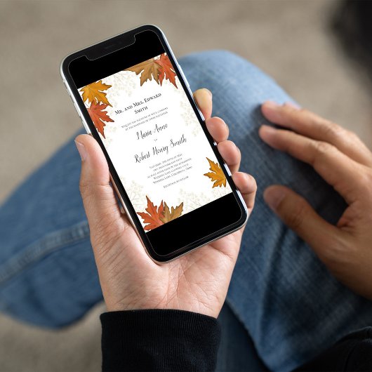 水彩紅葉エレガントな結婚式 招待状