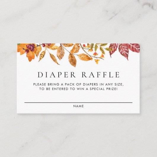 水彩紅葉ガーランドおむつラッフル エンクロージャーカード (正面)
